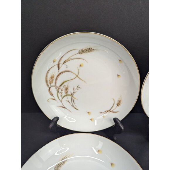 Yamaka China Autumn Pride 7 1/2"  Coupe Soup Bowls 22K Gold Trim Set of 4 - Picture 2 of 11